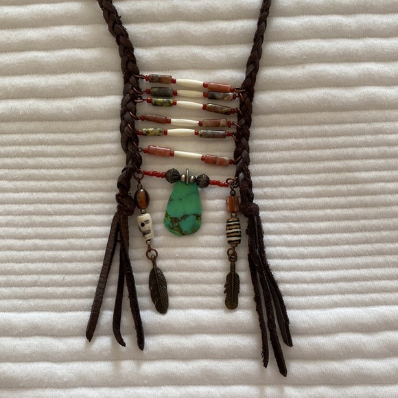 Navajo-made long leather necklace - Picture 2 of 3